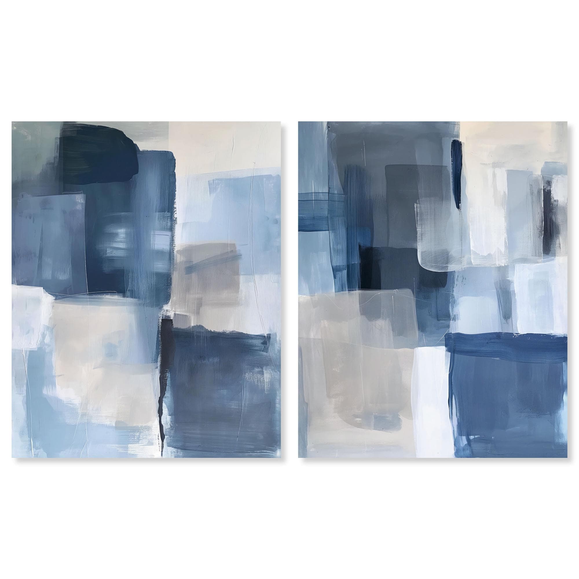 Neutral Harmony Abstract Boho Wall Decor Set of 2 Wrapped Canvas Print by Art Remedy