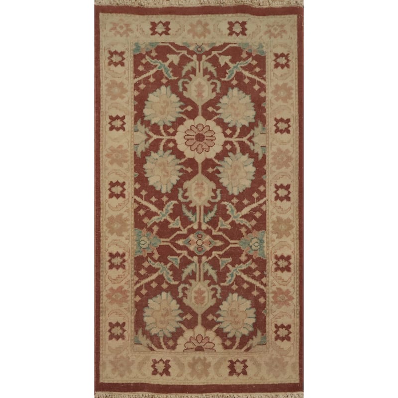 Hand Knotted Oriental 100% Wool Carpet Traditional All-Over Brown Ziegler Area Rug - 3' 10'' X 2' 0''