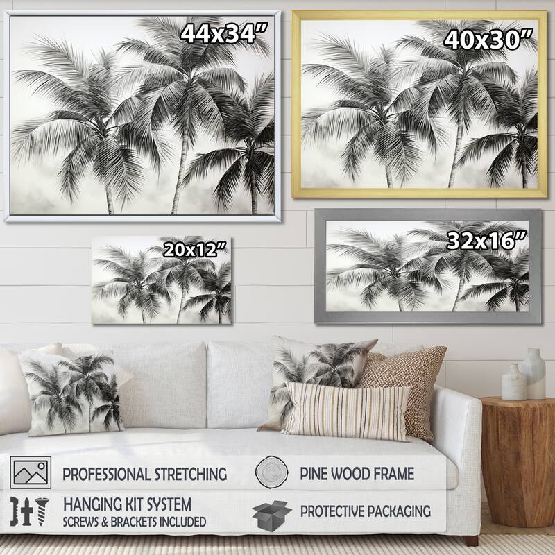 Designart "Palm Tree Desert Oasis II" Palms & Palm Trees Framed Canvas Art Print