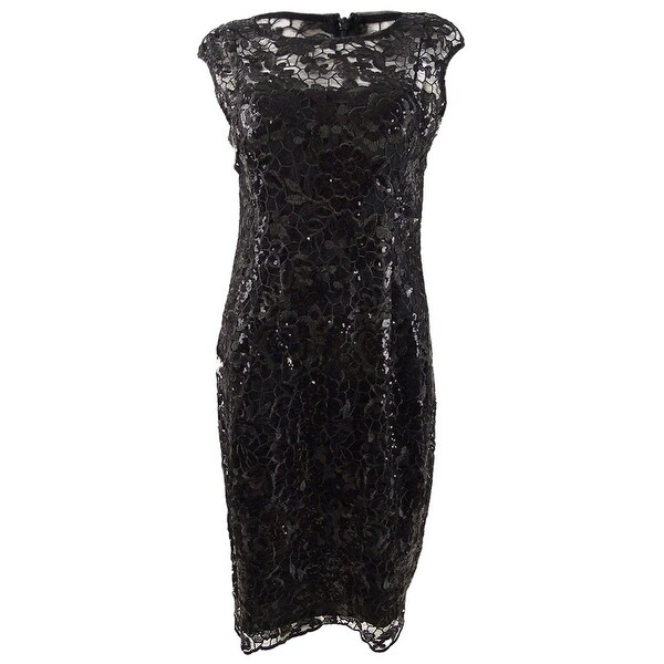 adrianna papell black lace dress