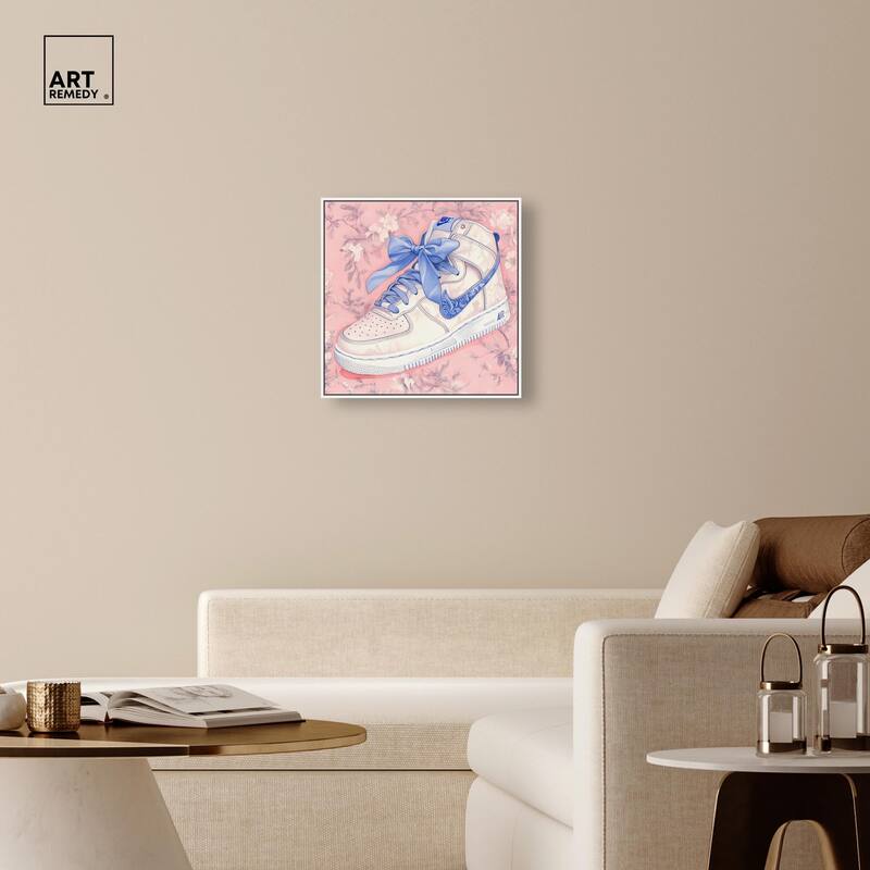 Blue Bow Sneaker Canvas by Art Remedy