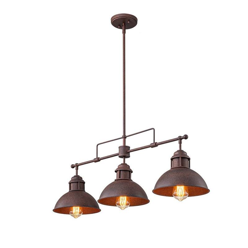 Industrial 3-Light Dome Kitchen Island Pendant - Brushed Black Grey - Rusty Imitate Copper