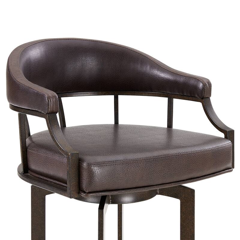 Pharaoh Brown Faux Leather Swivel Bar/Counter Stool in Auburn Bay Finish