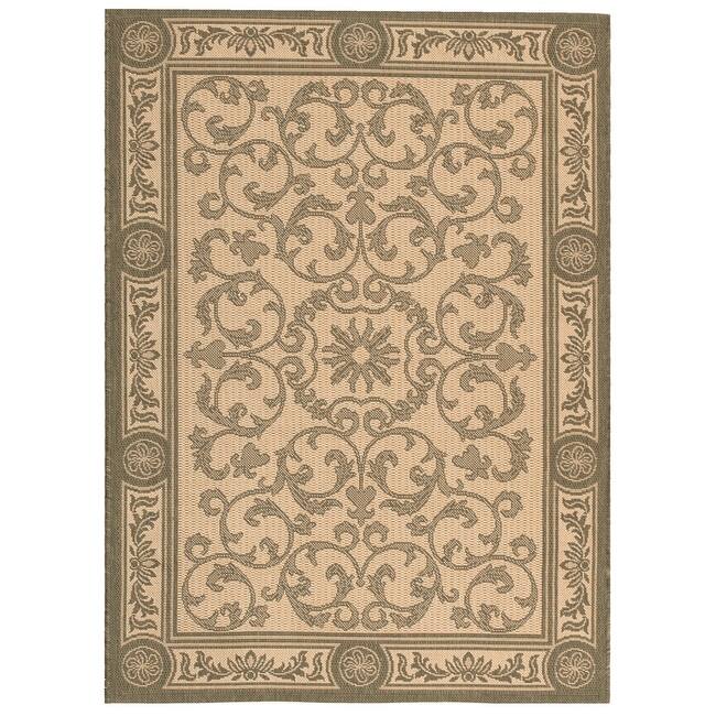 SAFAVIEH Courtyard Asumi Indoor/ Outdoor Waterproof Patio Backyard Rug - 4' x 5'7" - Natural/Olive