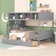 preview thumbnail 1 of 40, Twin over Full Bunk Bed with Shelfs, Storage Staircase and 2 Drawers Grey