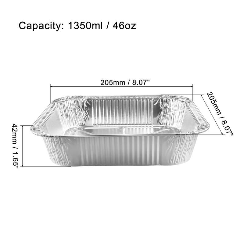 8" x 8" Aluminum Foil Pans, Disposable Trays Containers for Roasting - 16pcs