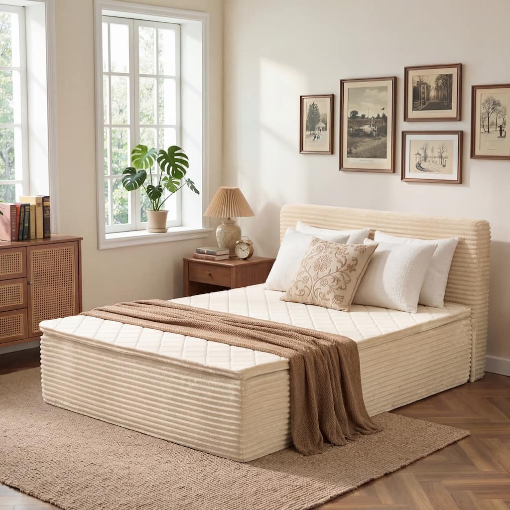 OVIOS All in One Luxurious Long-Pile Plush Fabric Bed