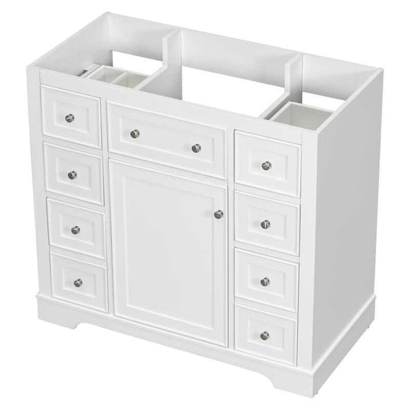 36 Inch Bathroom Vanity Base without Sink, Bathroom Storage Cabinet with 6 Drawers and Cabinet Storage