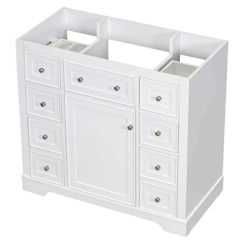 GDFStudio - Avalon 36-Inch Bathroom Vanity Cabinet Base Only, One Cabinet, Solid Wood & MDF Board, Painted Finish