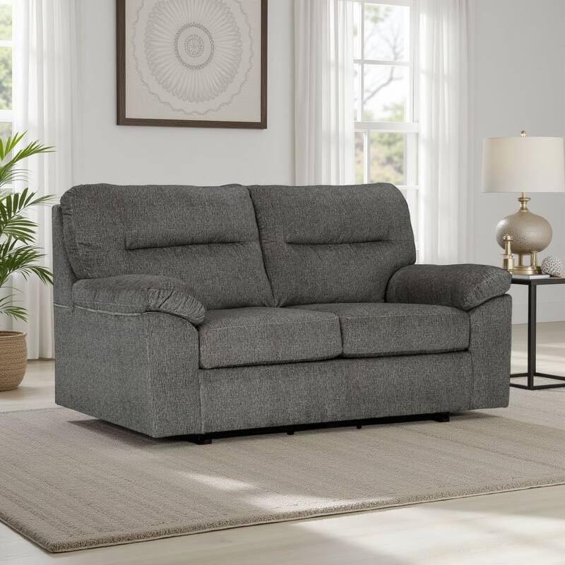 Yido Gliding Loveseat, 72 Inch, Mineral Gray Polyester Pillowtop