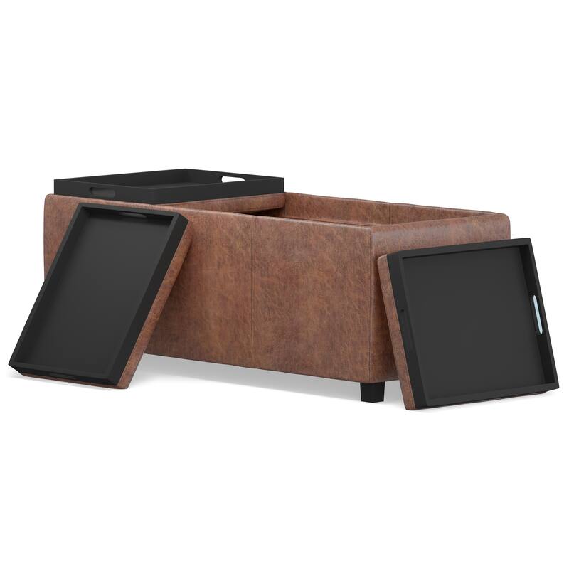 WYNDENHALL Franklin 42-in. Wide Contemporary Rectangular Storage Ottoman