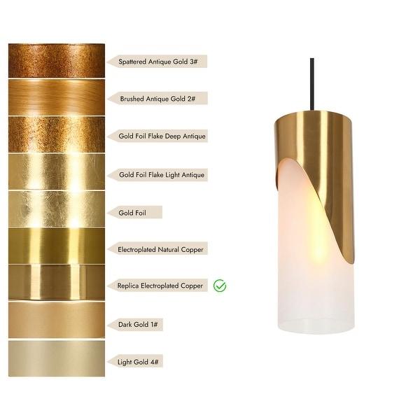 Ottilie Modern Contemporary 1 Light Gold Cylinder Kitchen Island Pendant Light with Frosted Glass 4.7 D x 12 H