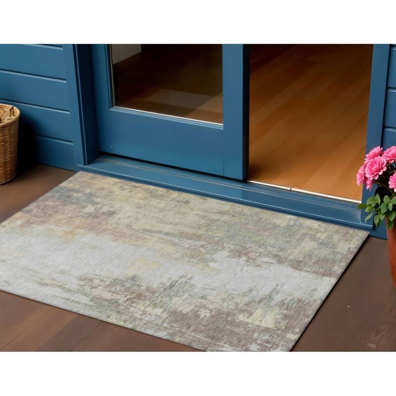 HomeRoots Abstract Transitional Rectangle Outdoor Rug - 3' x 5'