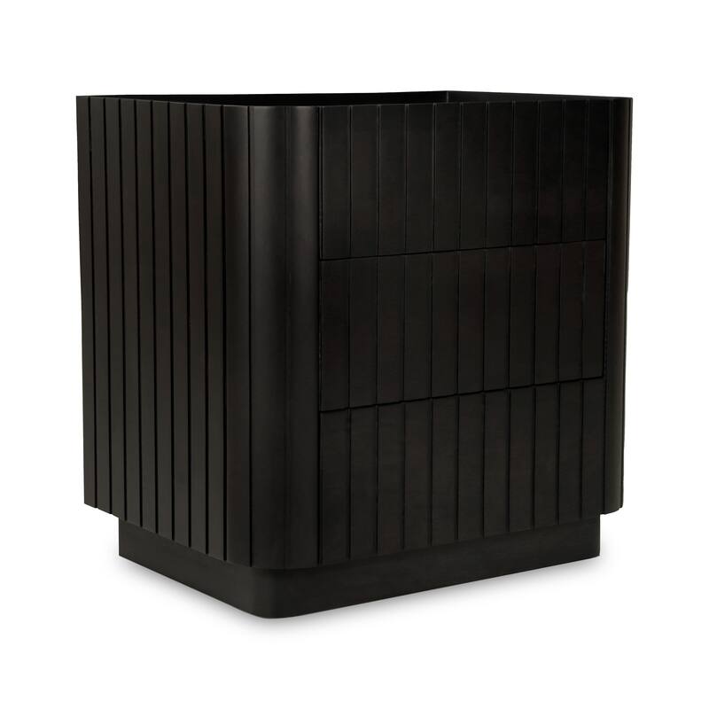 Aurelle Home Poete Solid Acacia Wood 3-Drawer Chest - Black
