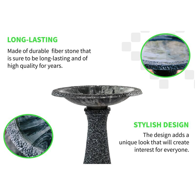 XBrand Set of 2 Birdbaths w/ Round Pedestal & Base, 23.6 Inch Tall