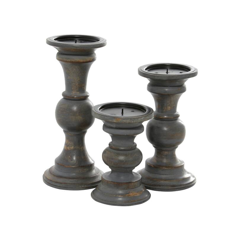 Wood Country Cottage Candle Holder (Set of 3)