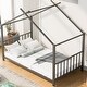 preview thumbnail 11 of 28, Twin Size Metal House Bed with Roof, Easy Assembly Black - Twin
