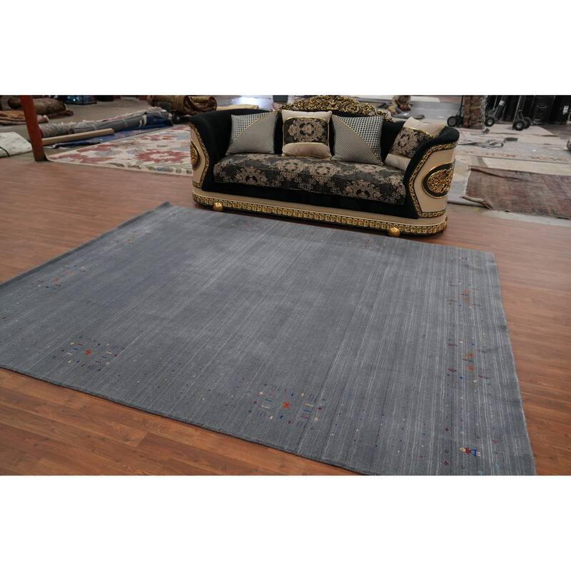 Hand Knotted Oriental 100% Wool Carpet Tribal Tribal Greys & Charcoal Gabbeh Area Rug - 10' 1'' X 8' 3''