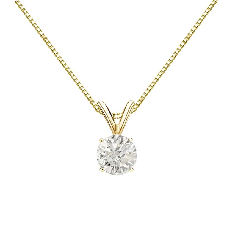 Auriya 1/2ctw Round Solitaire Diamond Necklace 18k Gold (J-K, I1-I2) - Yellow