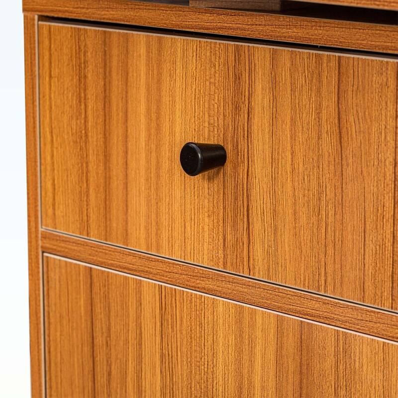 Modern L-shaped Executive Desk with delicate tempered glass Cabinet Storage