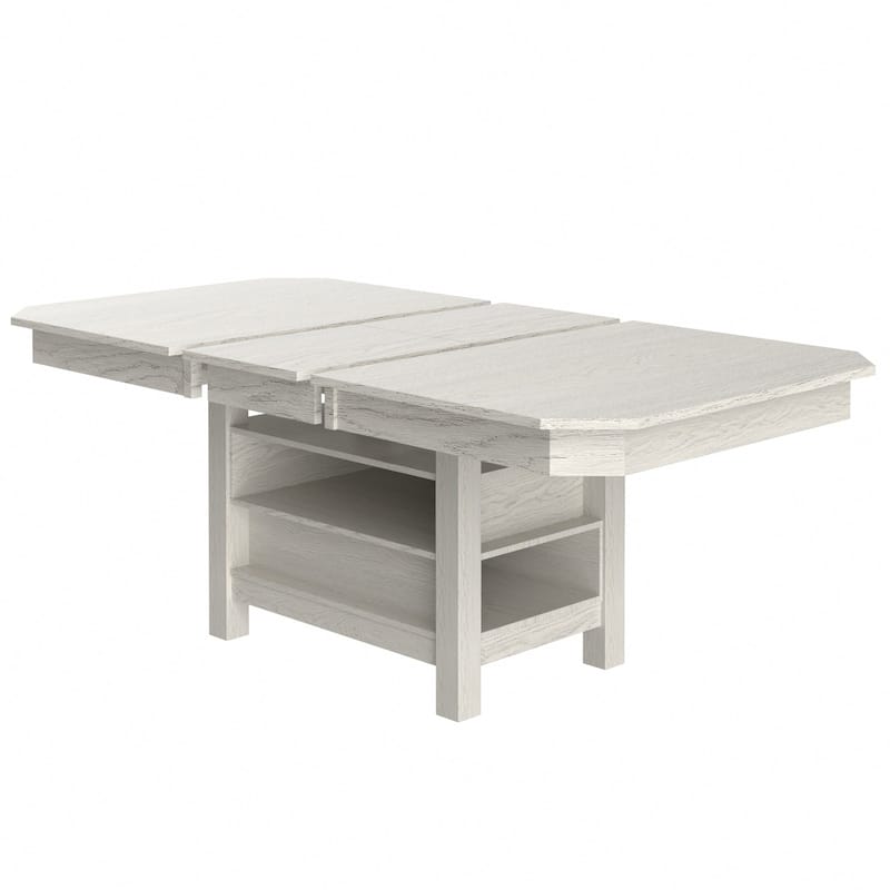 VECELO 78-inch Modern Solid Wood Rectangular Extendable Dining Table with 3 Tier Strorage Shelf