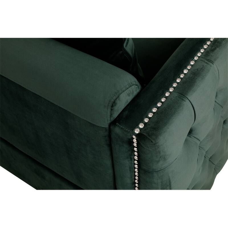 Velvet Upholstered Accent Chair with 1 Pillow