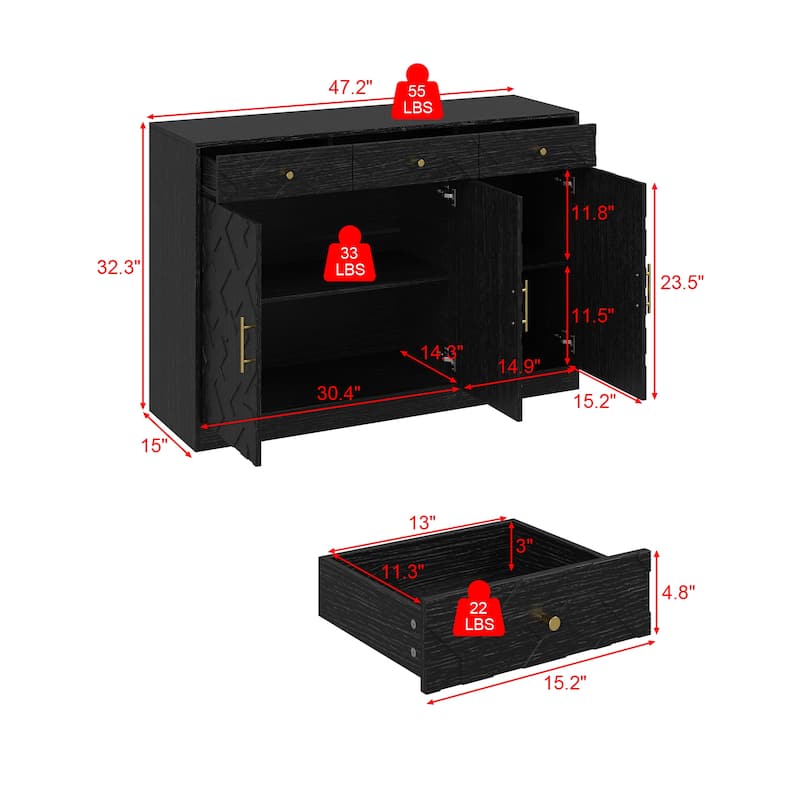 Black Shoe Cabinet Storage Shoe Rack Organizer with 3 Drawers