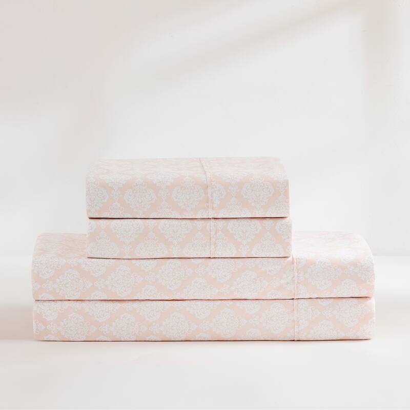 Lush Decor Romer Damask Peach Sheet Set