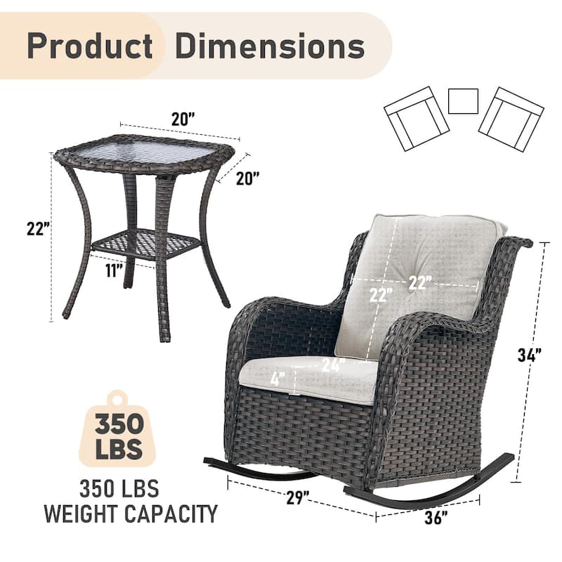 Pocassy Outdoor Rocking Chair Rocker Chairs Set