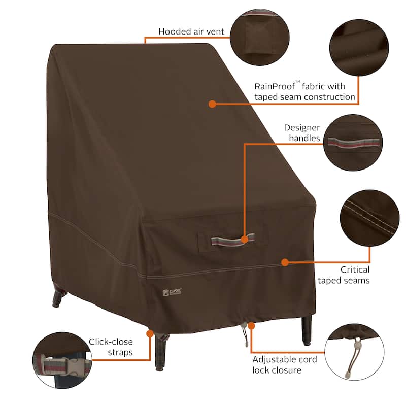 Classic Accessories Madrona Waterproof 25.5 Inch High Back Patio Chair Cover