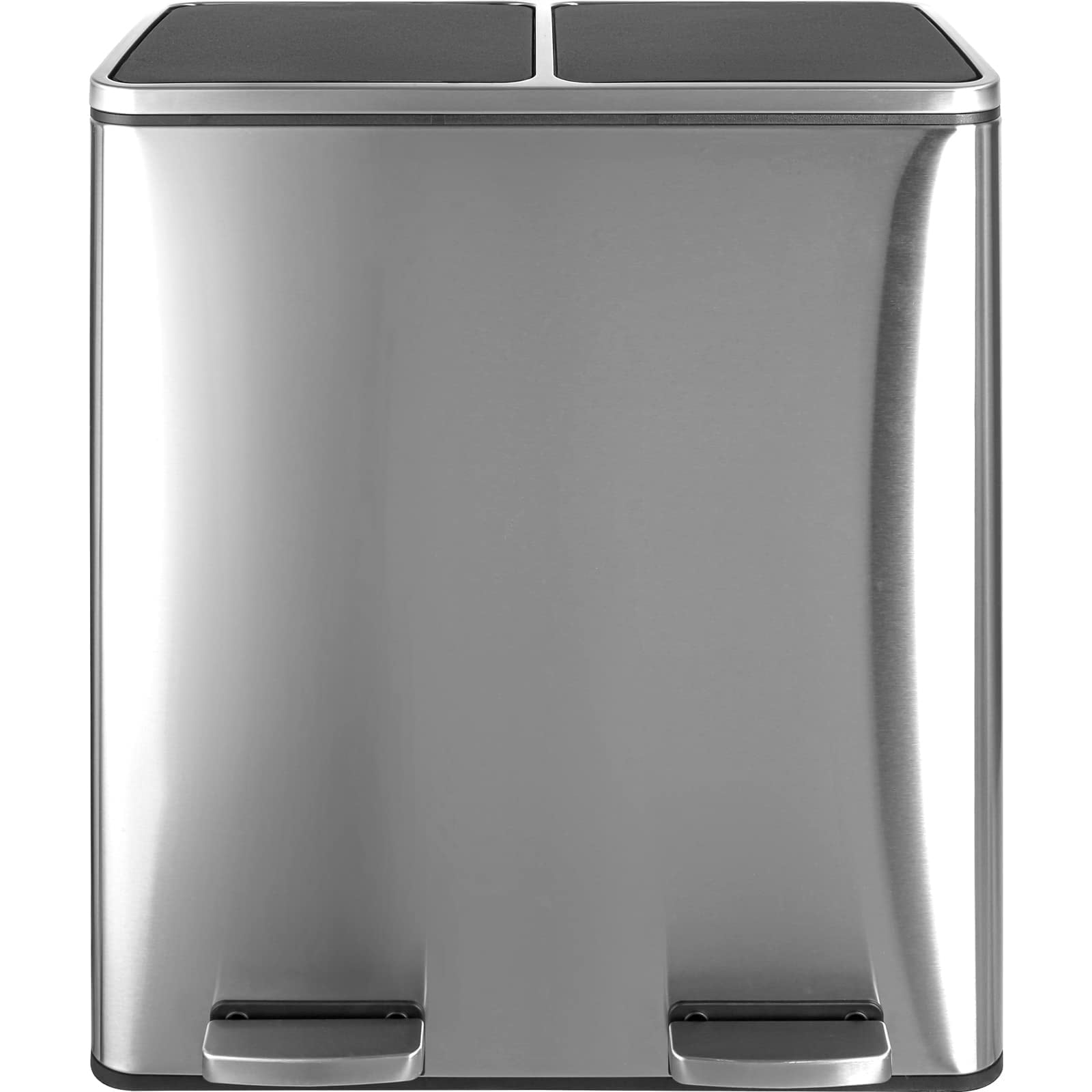 SONGMICS Kitchen Trash Garbage Can, Pedal Rubbish Bin 13.2 Gallons (50L), Silver