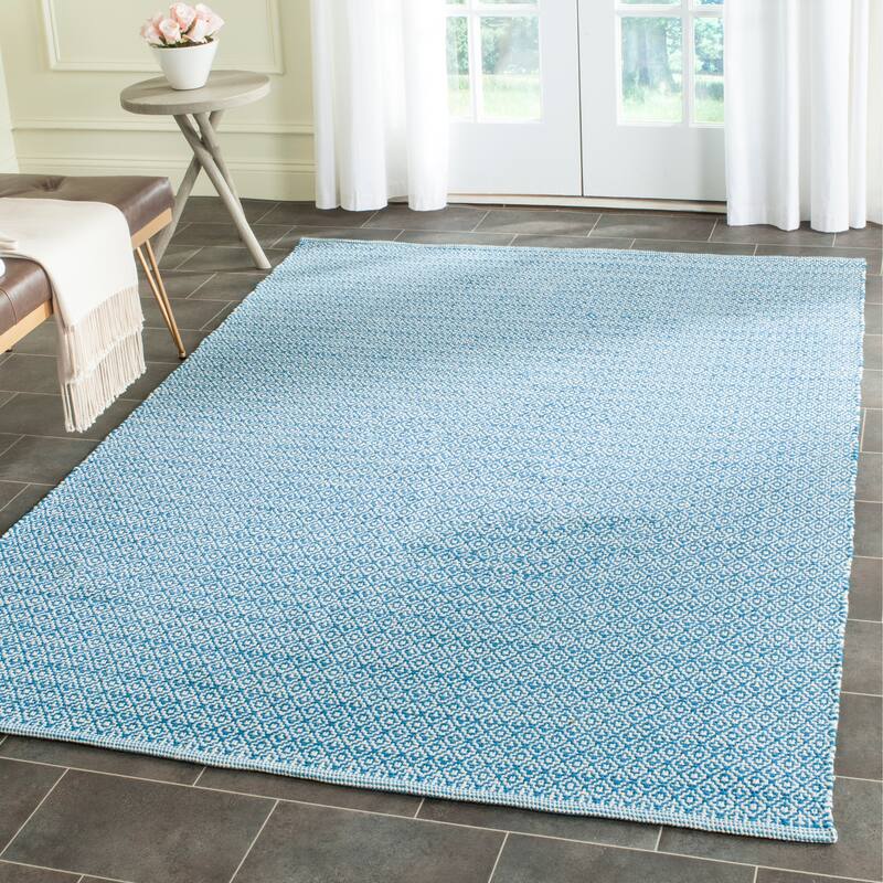 SAFAVIEH Montauk Glyn Handmade Cotton Area Rug - 5' x 7' - Ivory/Blue