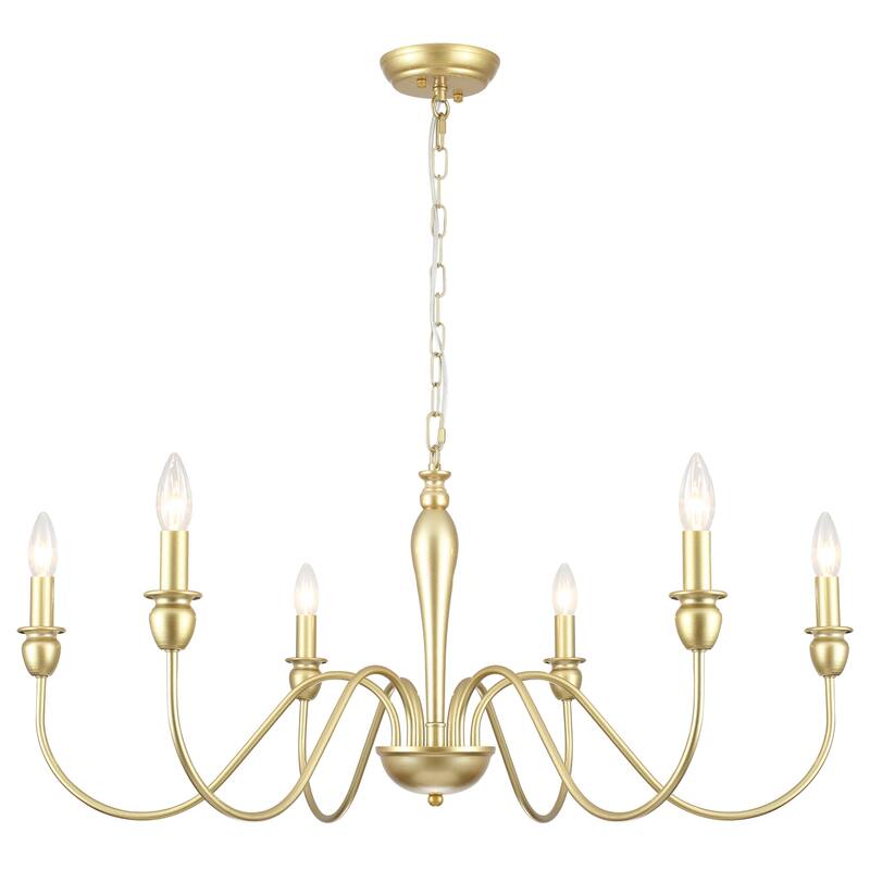 6-Light W36.2" x H74.8" Dimmable Chandelier Light for Kitchen Island Bedroom