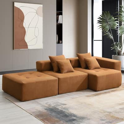 L Shaped Modular Sectional Sofa,Wide And Deep Seat,Minimalist Wrinkle-Resistant Corduroy Couch,Full Compressed Cloud Couch