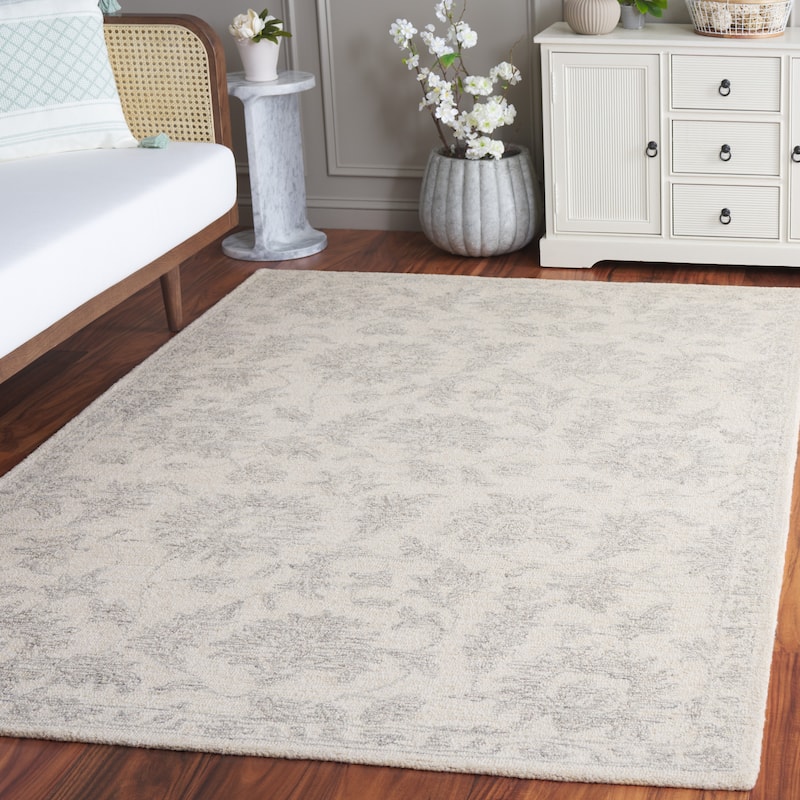 SAFAVIEH, Handmade Ebony Zanica Modern & Contemporary Wool Rug - 8' x 10' - Ivory/Grey