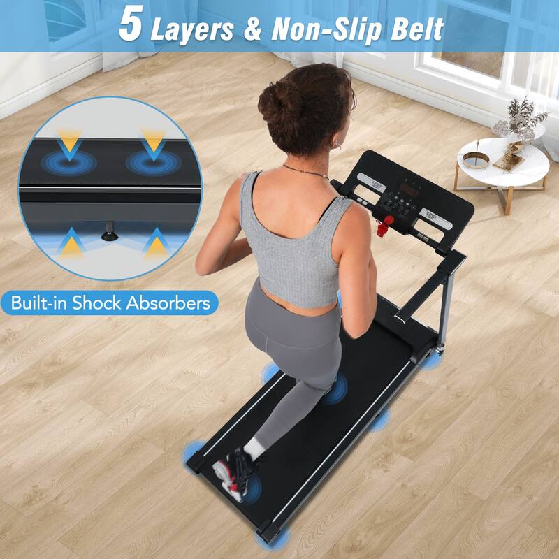 Portable Folding Treadmill with Incline, Office Walking Pad Jogging Machine, 2.5HP Walking Treadmill with Anti-Slip Belt