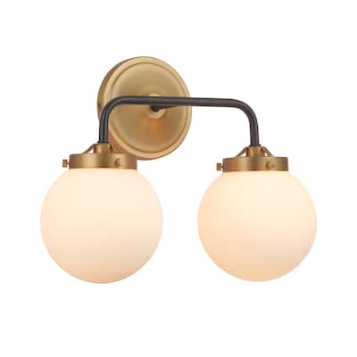 15" Aged Brass and Black Vanity/Sconce Modern 2-Light