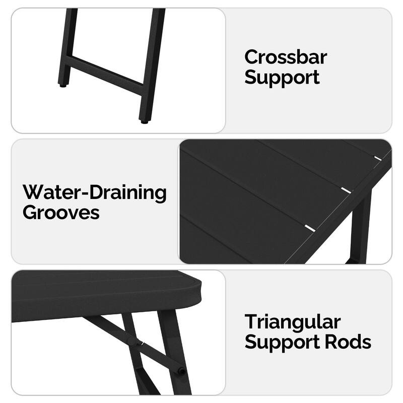 36 in. Folding Rectangle Metal Table,Outdoor Portable Picnic Table