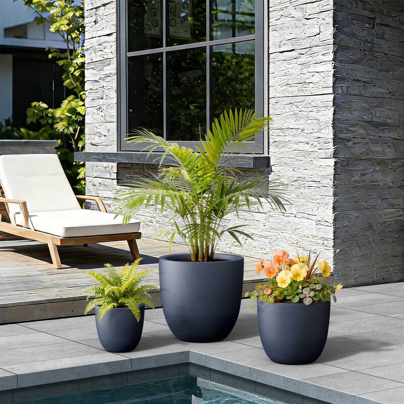 Concrete Tall Round Pot for Indoor & Outdoor(Upgraded Interior)