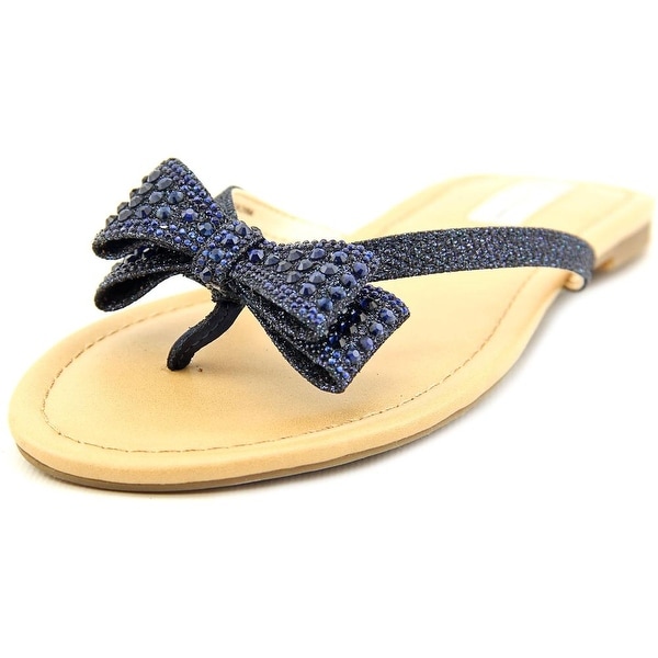 INC International Concepts Malissa Women Open Toe Canvas Blue Thong Sandal