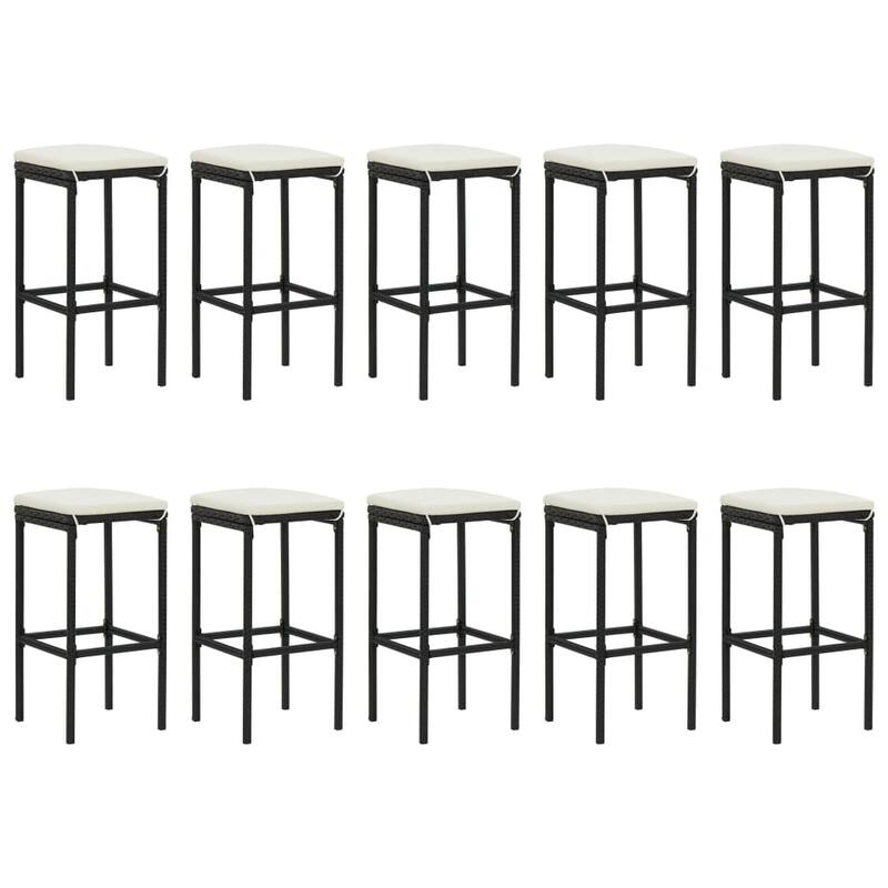 vidaXL 5 Piece Patio Bar Set with Cushions Black Poly Rattan
