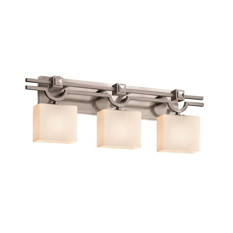 Justice Design Fusion Argyle 3-light Brushed Nickel Bath Bar, Opal Rectangle Shade - Brushed Nickel, Opal