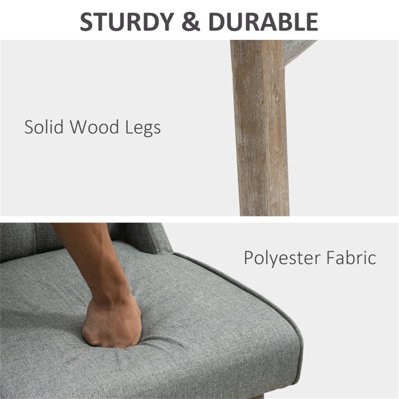 2-Pack Linen Upholstered Ergonomic Bar Stools with Swivel Seat and Solid Wood Legs - 19.25" W x 22.75" D x 43.25" H