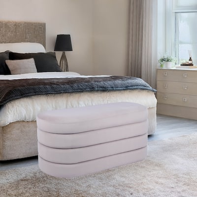 Modern Designs Luxurious Velvet Ottoman Bench with Hidden Storage - Taupe