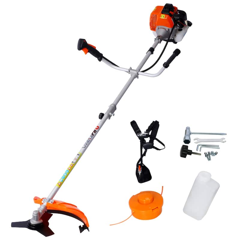 52cc Weed Eater Wacker Gas Powered, 2 in 1 String Trimme with 10" Brush Cutter,Rubber Handle & Shoulder Strap Included
