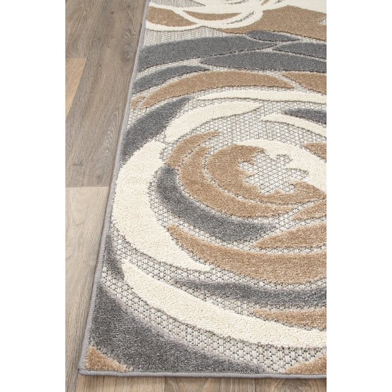 World Rug Gallery Modern Floral Indoor/Outdoor Area Rug