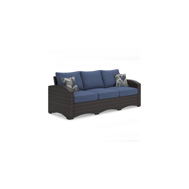 Signature Design by Ashley Windglow Blue/Brown Outdoor Sofa with Cushion - 80.38" W x 31" D x 36" H