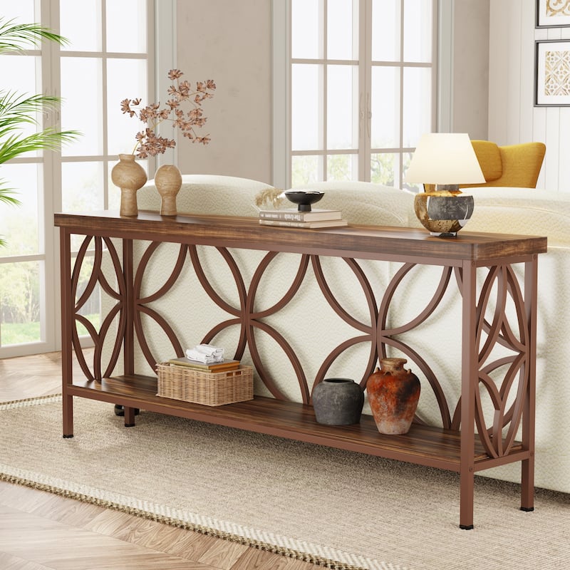 70.9 Inches Narrow Sofa Console Table for Entryway, Living Room - Brown