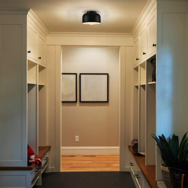 Milazzo Industrial Saten Black Ceiling Light Fixture , 1-Light