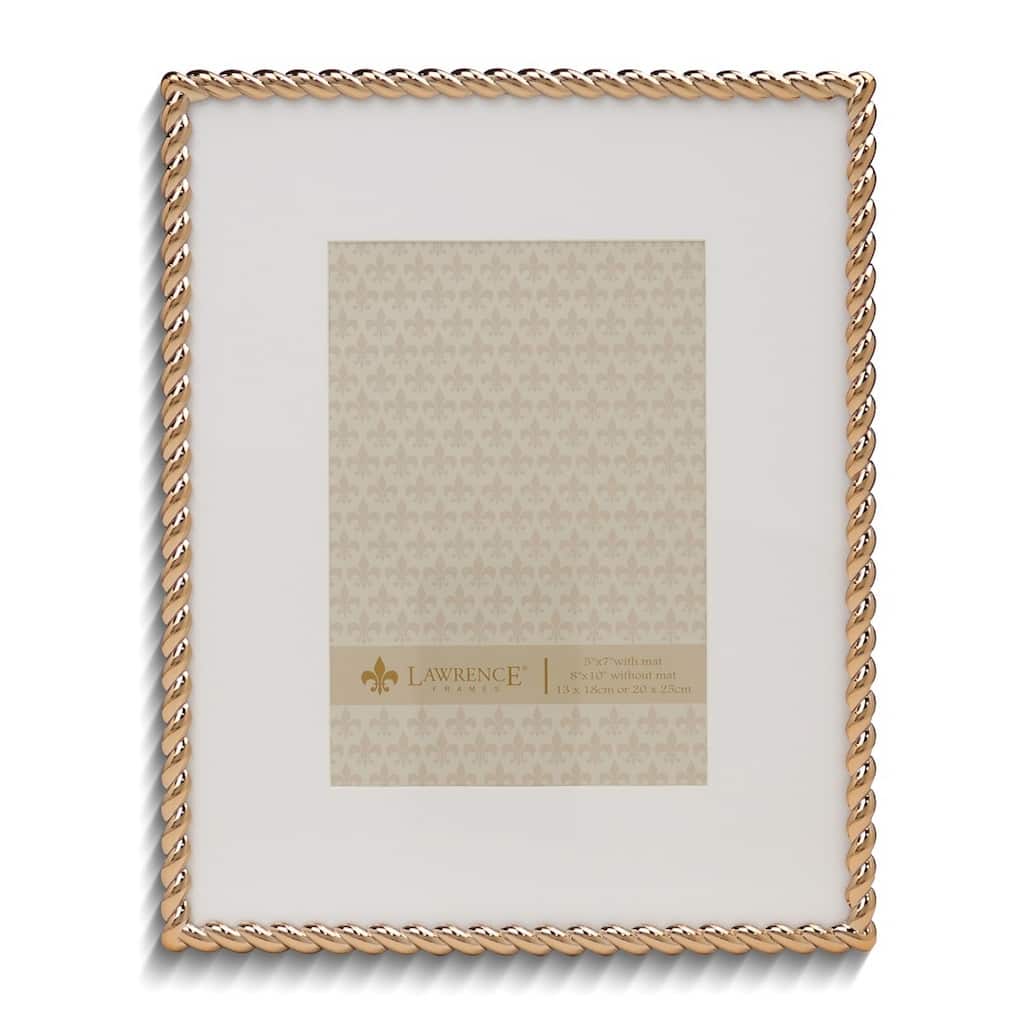 Curata Gold-Tone 8x10 Rope Metal Photo Frame with Mat For 5x7 Photo